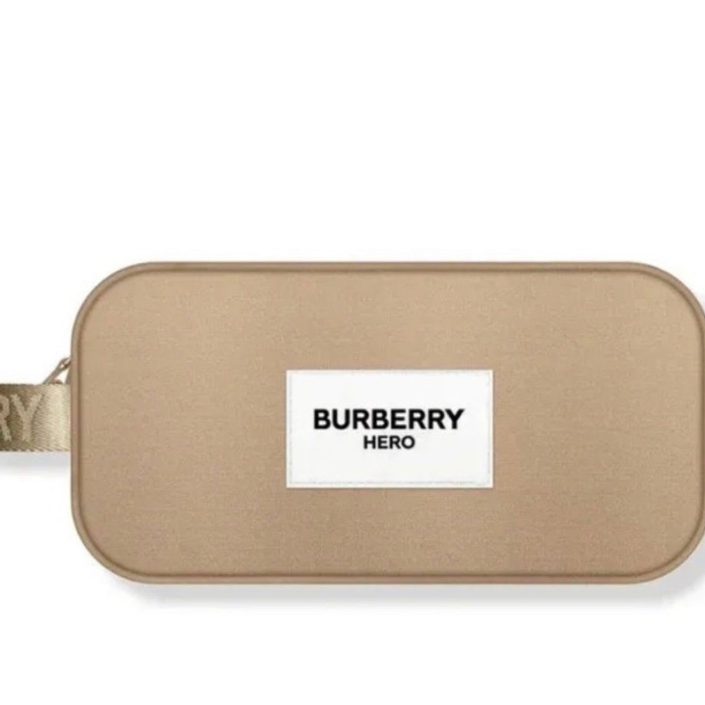Burberry Hero Pouch Dopp Kit Shaving Case Toiletries Bag Travel Logo Beige New